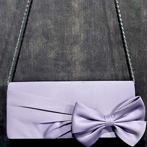 Nina clutch purse with shoulder strap silver, purple clutch with bow formal